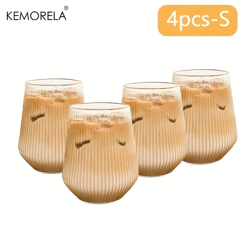 4/6PCS Resistente Al Calore Costola Caffè Bicchieri di Acqua Strisce Verticali Tazza di Tè per Bere Latte Birra Vino Succo di Bicchieri Set Regalo