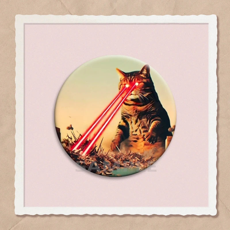 Simpatico e divertente arcobaleno gatto alieno spille con bottoni zaino abbigliamento decorazione spilla cartone animato fantascienza distintivo gioielli regali per bambini