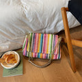Borsa a tracolla da donna Rainbow 2026 estiva, trendy, con catena intrecciata, chiusura a scatto, semplice, casual, per tutti i giorni, shopper