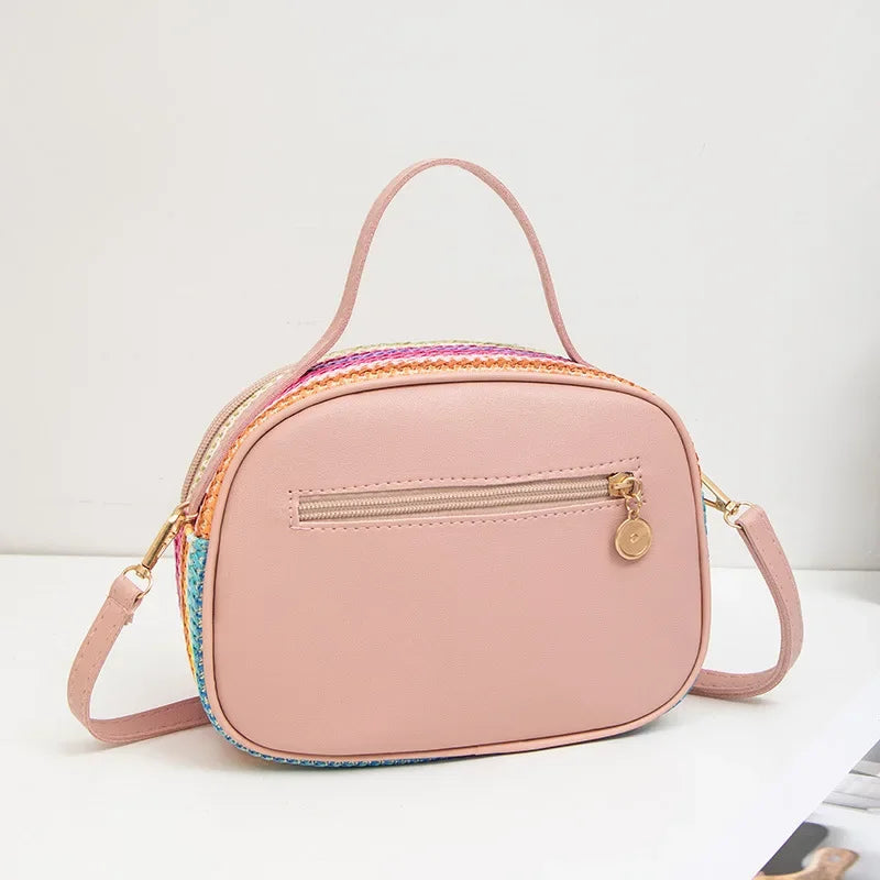 Borsa a Tracolla Mini Intrecciata Sweet Rainbow per Donne, Tendenza Moda Estate 2025, Borsa a Mano Singola a Tracolla, Forma Quadrata