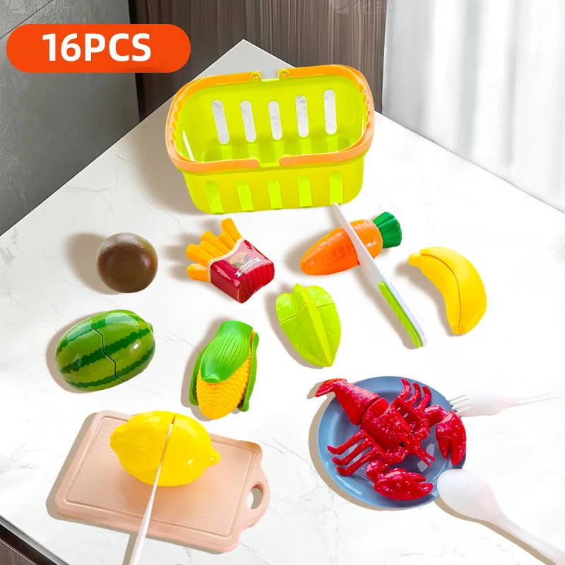 Set di giocattoli da cucina per bambini Pentole Giocattoli da cucina Frutta simulata Giocattoli da taglio Accessori da cucina per bambini Ragazze Regalo di Natale