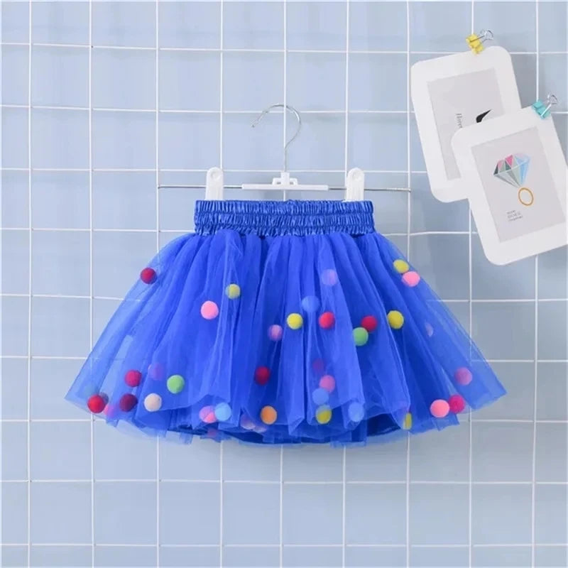 2024 Nuovo Arrivo Infantile Mulity Colorato Tulle Tutu Gonna Pom Pom Principessa Mini Vestito Abbigliamento Per Bambini Pettiskirt Vestiti Della Ragazza