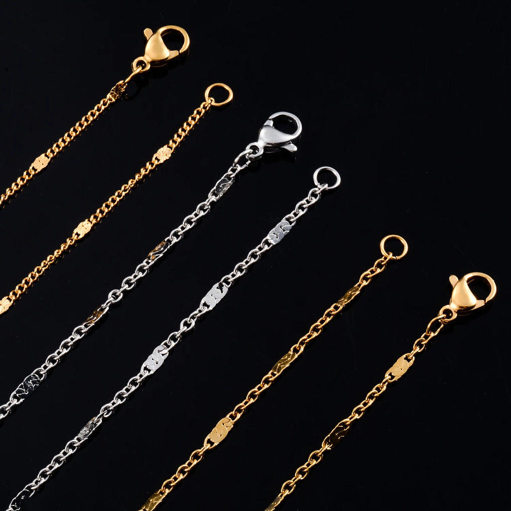 Collana sottile con catena a maglie minuscole in acciaio inossidabile da 1,8 mm di larghezza per donna uomo regalo di gioielli girocollo hip-hop creativo color argento/oro