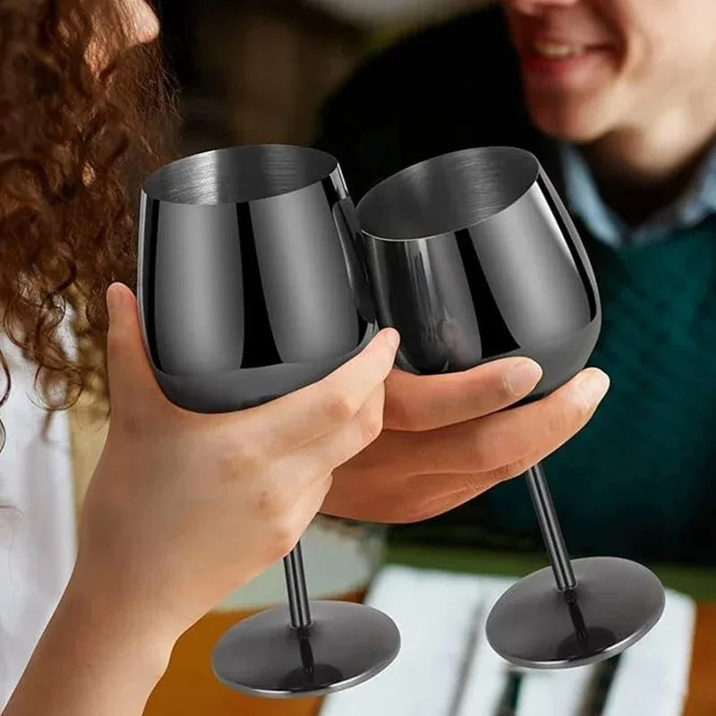 Calice per bicchiere da vino in acciaio inossidabile da 500 ml 304 color oro rosa argento oro, tazza in metallo resistente per vino rosso champagne bar party