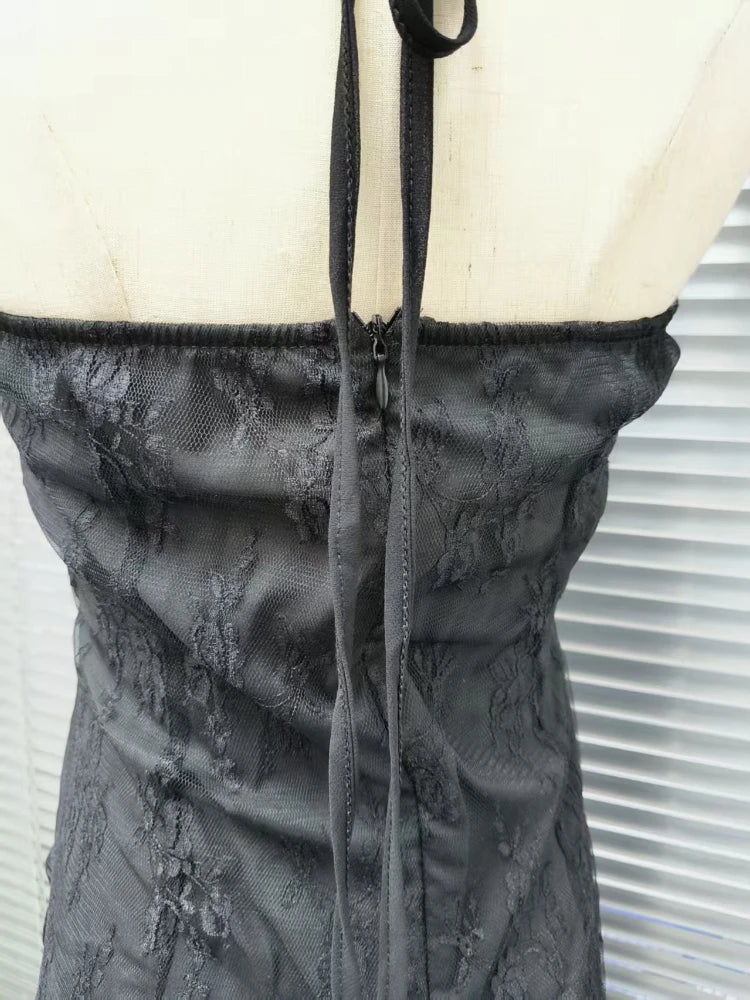 Abito senza maniche con scollo a barchetta vintage francese da donna gotico Y2k con scollo a V abiti estivi neri High Street Chic abbigliamento attillato