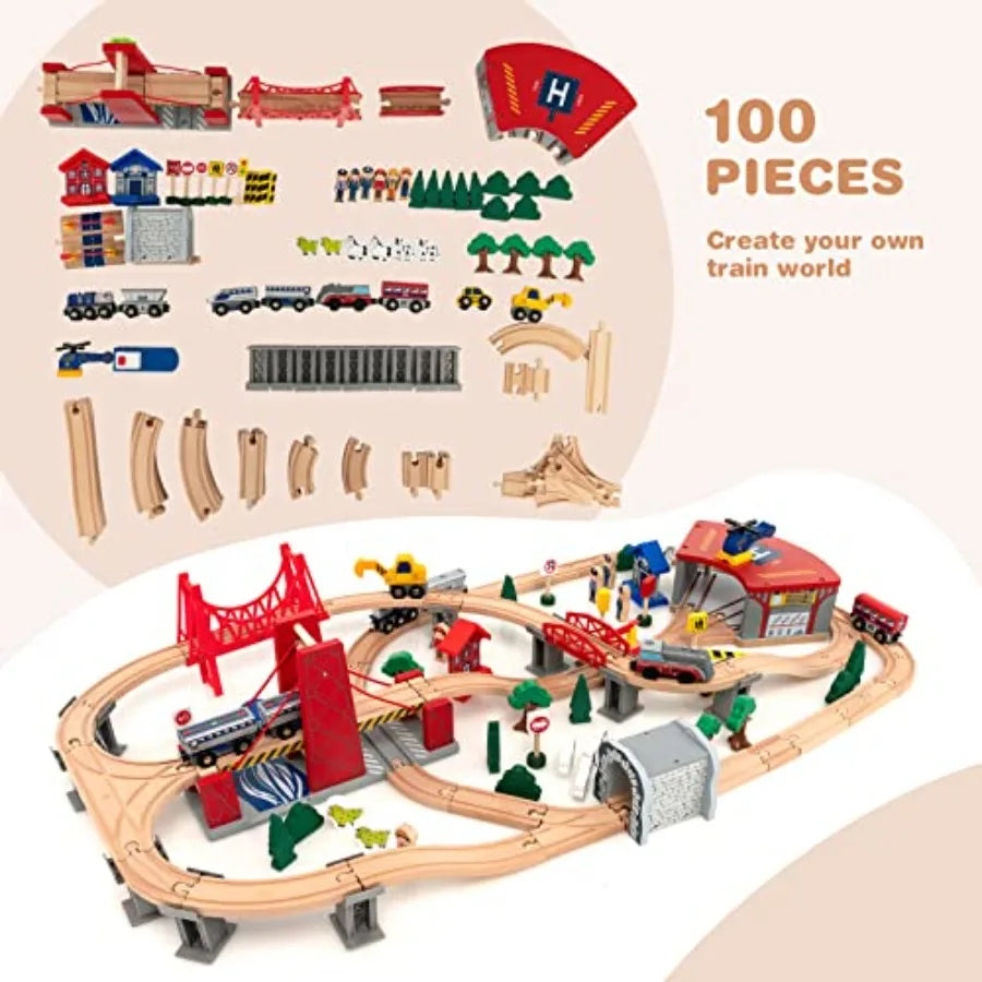 Tavolo da gioco per bambini dai 3 anni in su, tavolo attività in legno per bambini con contenitore, finitura in legno naturale, 100 pezzi multicolor inclusi