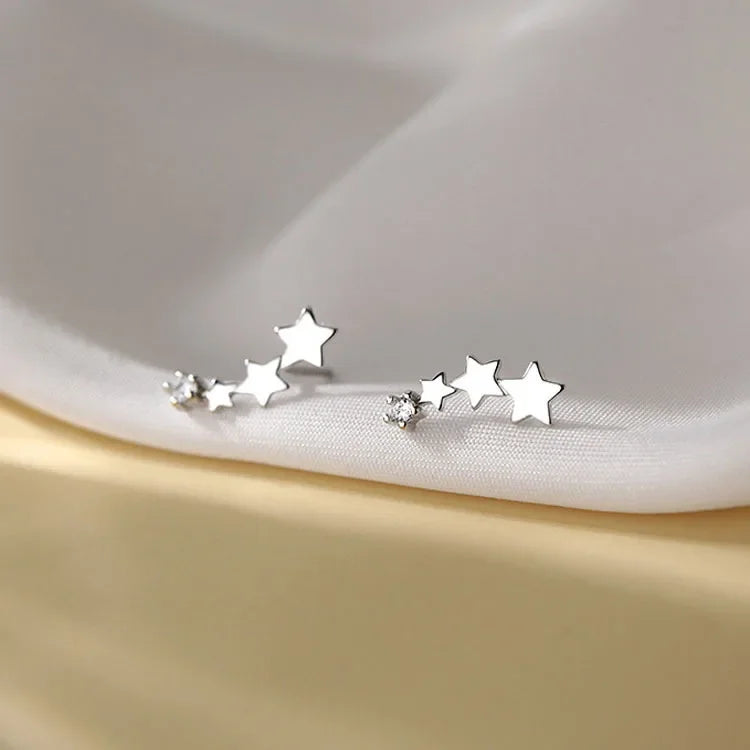 REETI 925 Timbro Argento Colore Stella Orecchini con perno Donne Ragazza Regalo Carino Banchetto Asimmetria Gioielli Dropshipping All'ingrosso