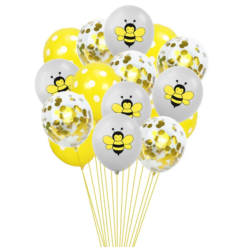 Honey Bee Decorazioni per feste di compleanno per bambini Set di stoviglie usa e getta Tovaglia Piatto di carta Tazza Palloncino Baby Shower Forniture fai da te