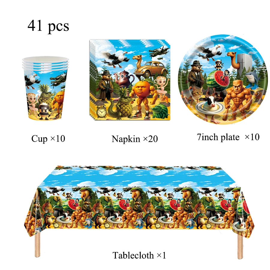 Set di stoviglie usa e getta a spirale per feste di compleanno a tema italiano: piatti, tovaglie, striscioni, bicchieri e tovaglioli di carta per bambini
