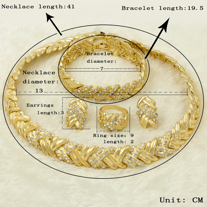 Fashion Bridal Dubai Gold Color Jewelry Sets for Women Costume Necklace Earrings Nigerian Wedding African Jewellery Set