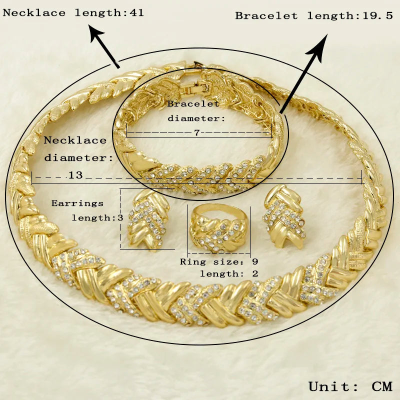 Fashion Bridal Dubai Gold Color Jewelry Sets for Women Costume Necklace Earrings Nigerian Wedding African Jewellery Set