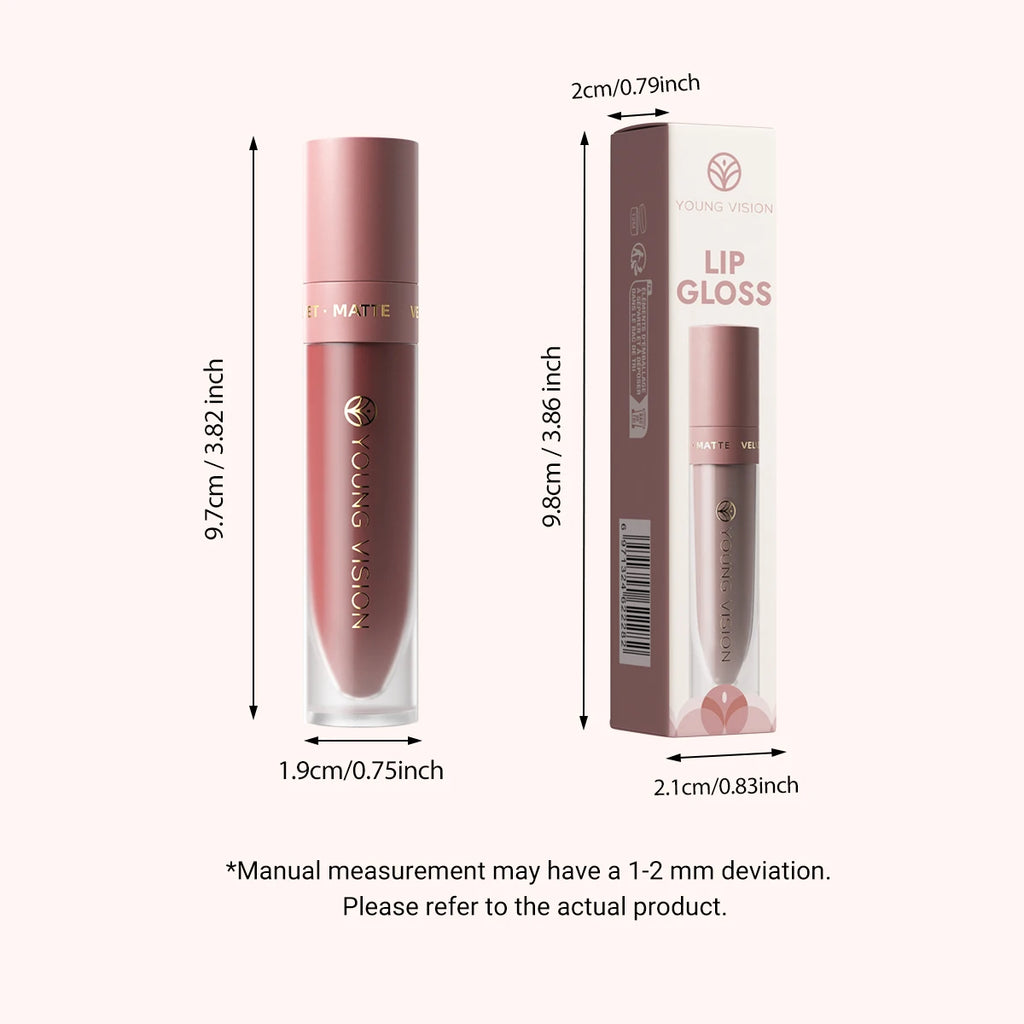 DUNUF Matte Velvet Lip Gloss, rimpolpanti 3D e impermeabili, rossetto a tubo quadrato, facile applicazione, 8 tonalità (tutto in uno)