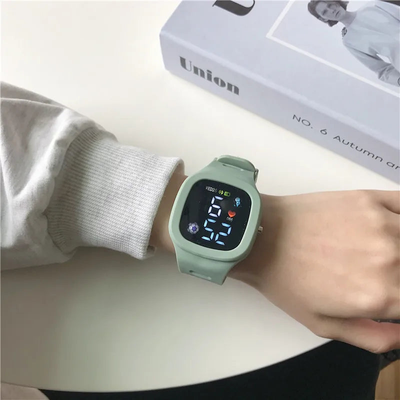 Orologio da donna da uomo Orologio sportivo digitale a LED per bambini Ragazzi Ragazze Orologio da polso elettronico da uomo in silicone impermeabile con quadrante grande quadrato