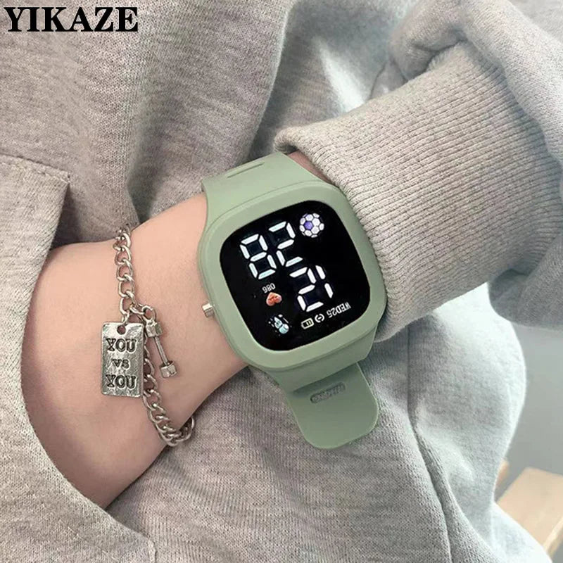 Orologio da donna da uomo Orologio sportivo digitale a LED per bambini Ragazzi Ragazze Orologio da polso elettronico da uomo in silicone impermeabile con quadrante grande quadrato