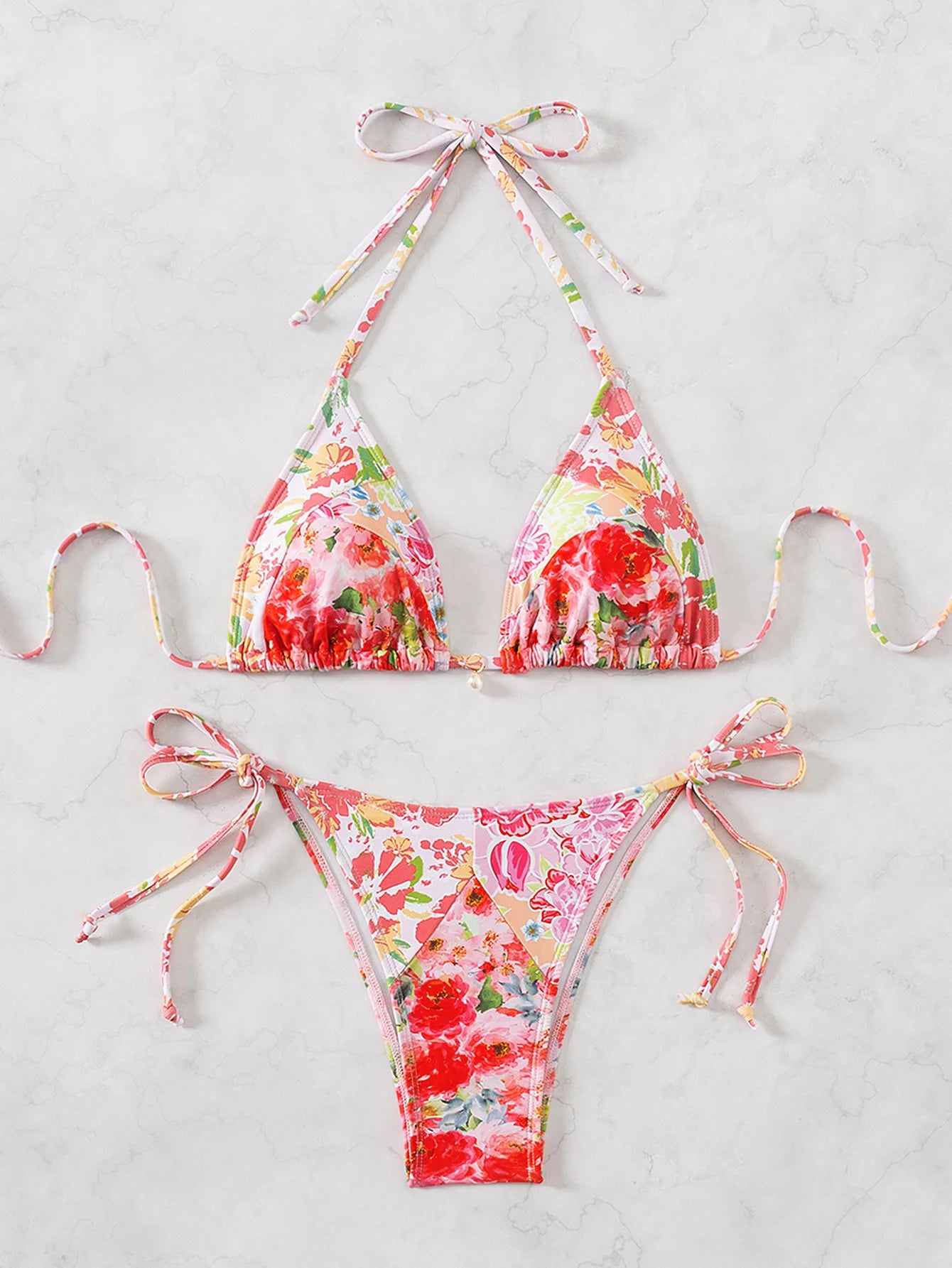 Nuovo Set Bikini Triangolo 2026 - Costume da Bagno Push-Up con Stampa Floreale e Slip Brasiliano