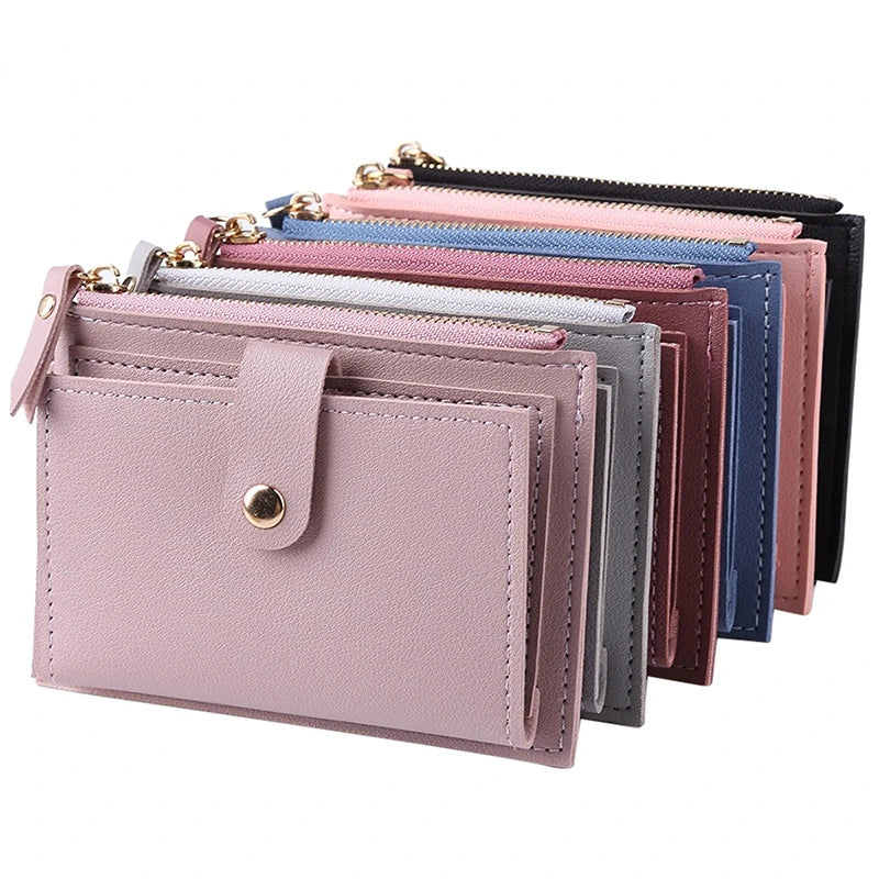 Portafogli da donna Borsa da donna in pelle PU Mini Hasp Porta carte multi-carta solida Portafogli corti Portafoglio piccolo sottile con cerniera Hasp
