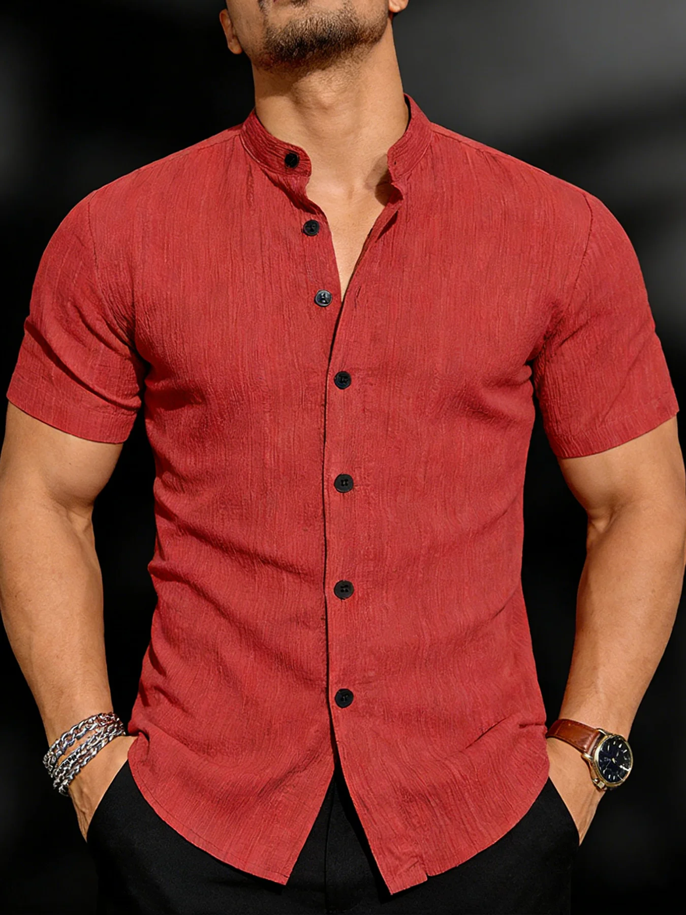 Camicia estiva da uomo di alta qualità a maniche corte - leggera e traspirante, adatta per vacanze al mare, feste in piscina
