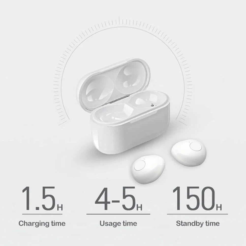Mini cuffie per il sonno invisibili Auricolari wireless Bluetooth TWS con microfono Auricolari in-ear con cancellazione del rumore Cuffie sportive
