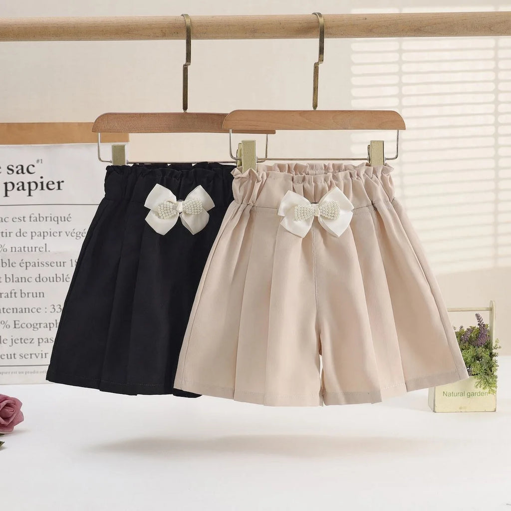 1/2/3 Pezzi Pantaloncini Larghi Estivi per Ragazze, Abbigliamento Casual da Esterno, Pantaloncini Sottili Traspiranti, Gonnellino con Fiocco, Abbigliamento Moda Bambina