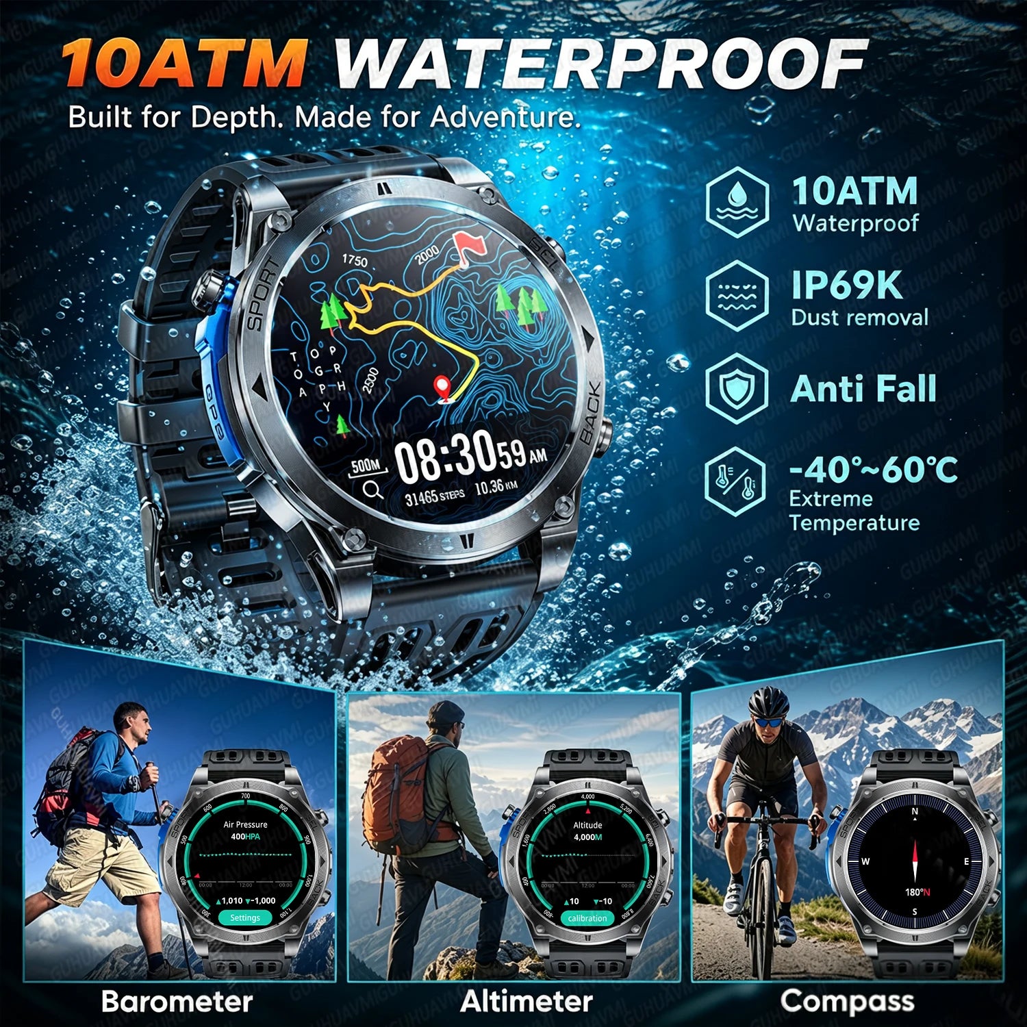 Nuovo Smartwatch GPS T-RX4 Ultra 2026 per Uomo, Posizionamento GPS a 6 Stelle, Impermeabile 10ATM, Batteria 850mAh, Bussola, 170+ Modalità Sportive