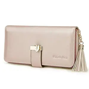 Pomelo Il miglior portafoglio da donna in tinta unita: cinturino da polso con pochette multi-carta in vera pelle con blocco RFID