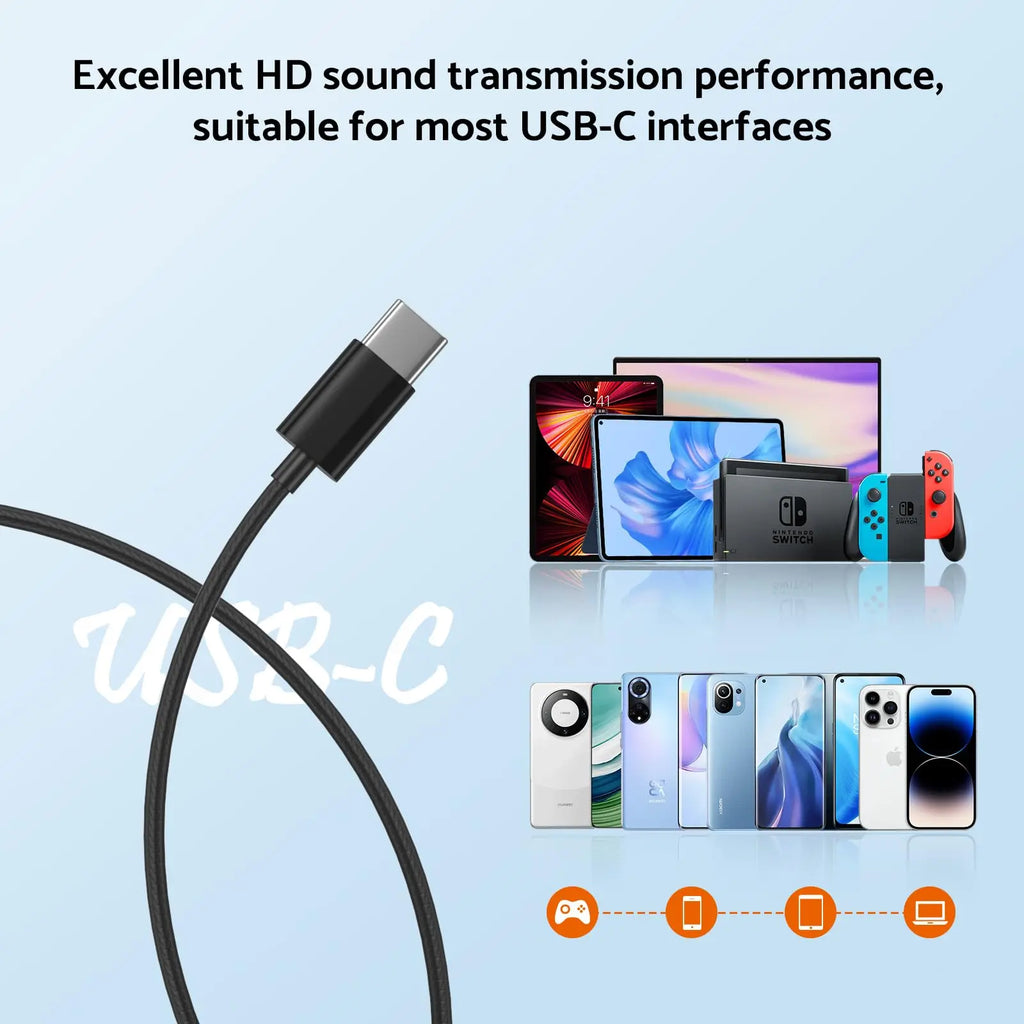 Cuffie da Gaming 9D Stereo con Connettore Type C e 3.5mm, Auricolari Cablati In-Ear, Cuffie HiFi con Bassi Potenti per Telefono, Auricolari con Microfono Integrato e Funzione Vivavoce