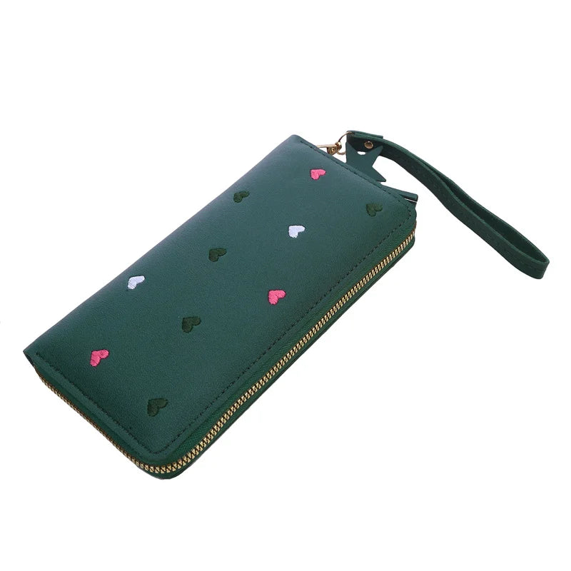 Portafogli lunghi da donna Portafogli di lusso con cuore d'amore per porta carte da tasca per soldi da donna Portafogli femminili Pochette per telefono