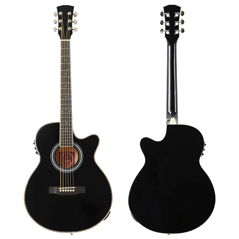 Chitarra elettrica acustica a corpo sottile Chitarra per principianti con Gig Bag gratuito Corda libera Colore bianco naturale Sunburst nero