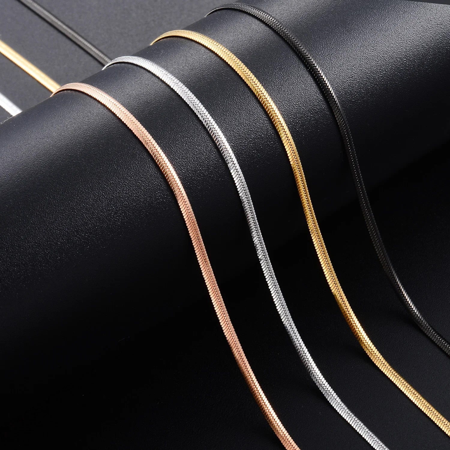 Yadreva 1.0mm/2.0mm Collana sottile in acciaio inossidabile Catena a serpente piatta Collegamento semplice Accessori per gioielli che non sbiadiscono