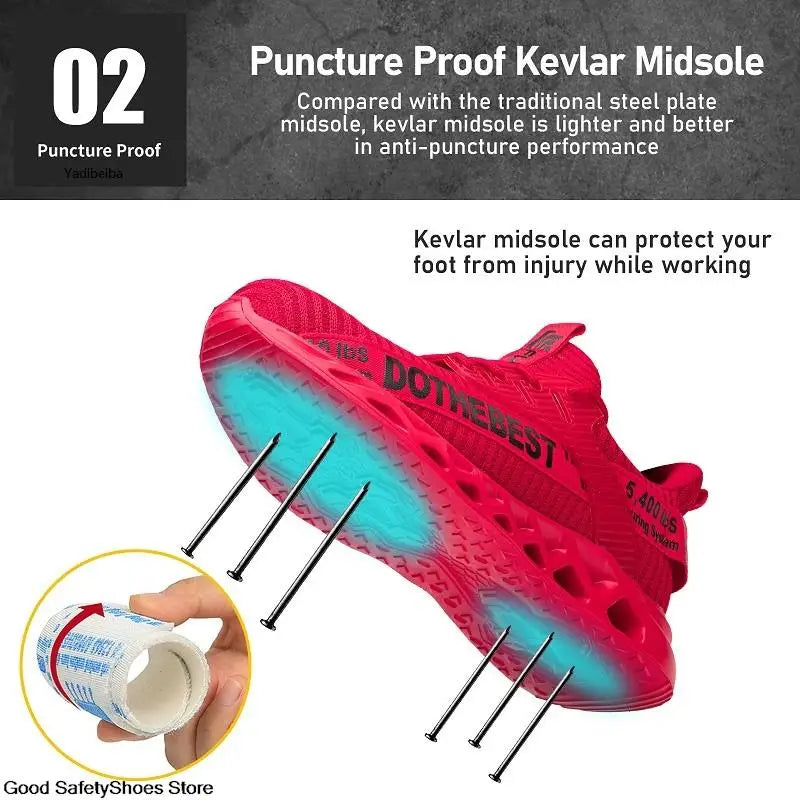 Scarpe antinfortunistiche da uomo per scarpe da ginnastica da lavoro donna uomo scarpe da lavoro con punta in acciaio scarpe protettive di sicurezza leggere anti-sfondamento anti-perforazione