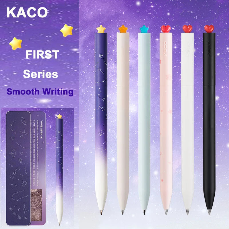 KACO Galaxy Penne gel FIRST Heart Star Series Set di penne rotanti per firma, scatole regalo da 0,5 mm, pennelli per studenti, cancelleria per scrittura