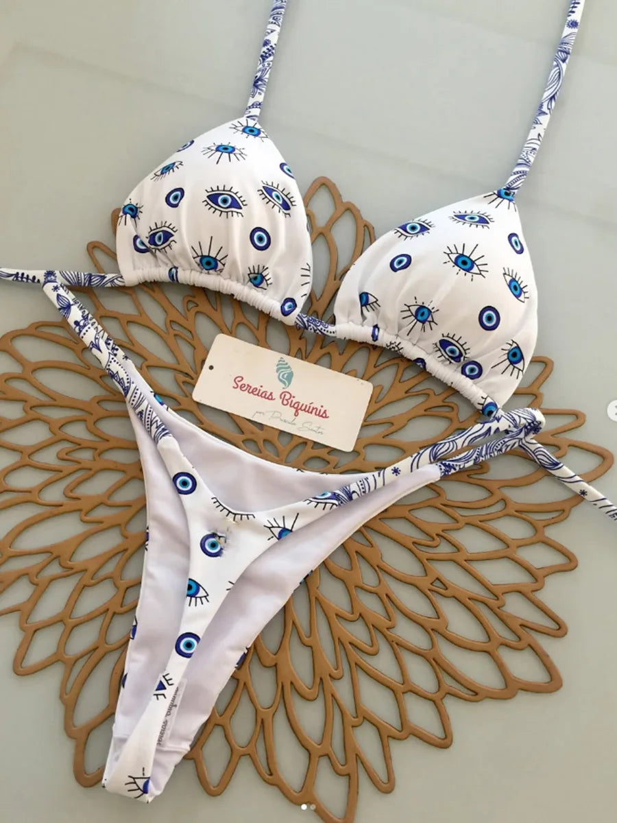 2026 Costume da bagno bikini da donna Costume da bagno sexy con lacci in tinta unita diviso da donna Set da 2 pezzi Micro costumi da bagno