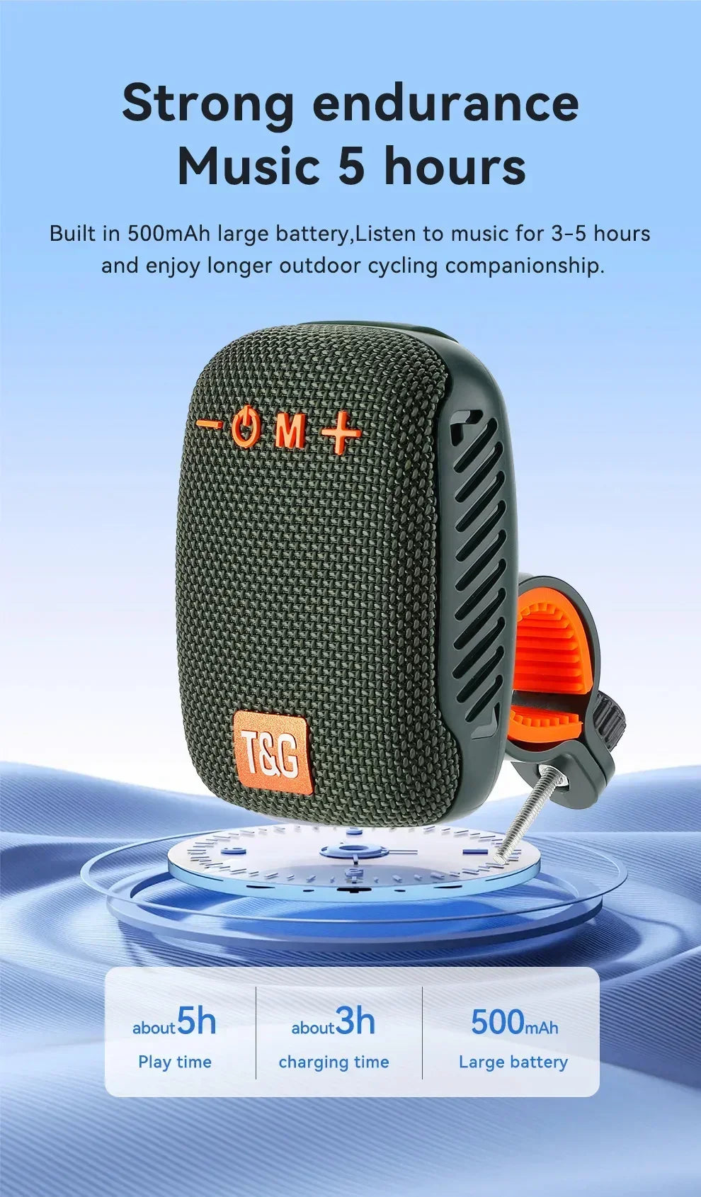 TG392 Mini altoparlante Bluetooth portatile per bicicletta da esterno Radio FM impermeabile Supporta altoparlante wireless per bicicletta subwoofer TWS/TF/AUX