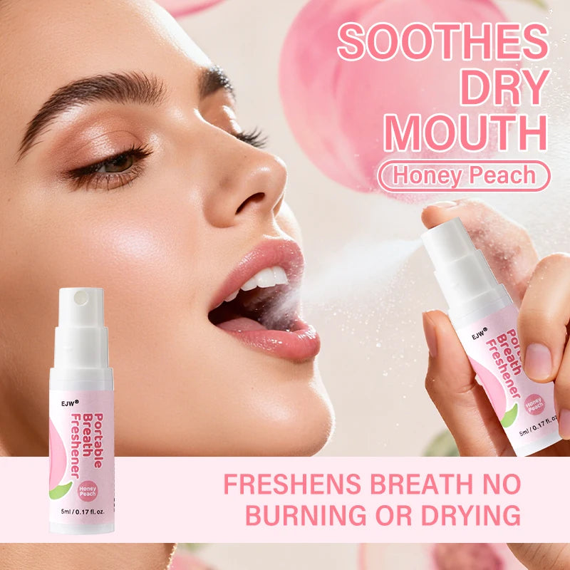 Oral Spray for Bad Dreath Portable Alcohol-Free Mist with Clean Mint Flavor Peach flavor Grape flavor | Instant Fresh Breath