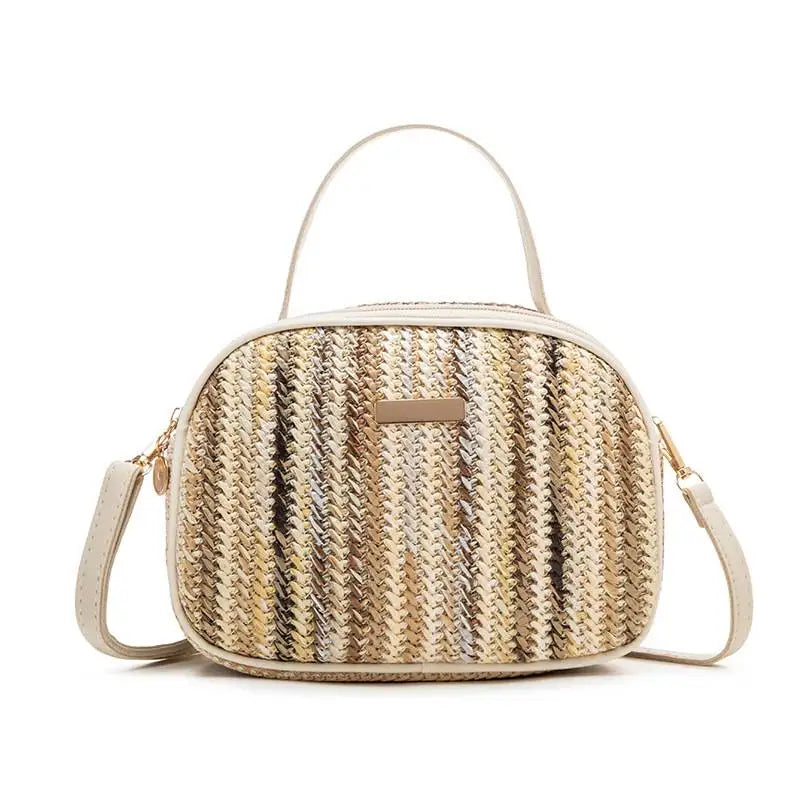 Borsa di paglia da donna in maglia di Rattan borsa da spiaggia con catena estiva piccola borsa e borsa a tracolla da donna borsa a tracolla con Design da viaggio