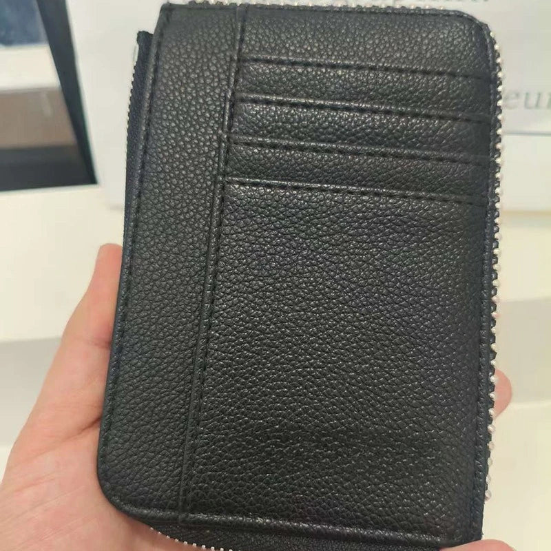 Nuovo Portafoglio da Donna ZV in PU con Catena Metallica, Porta Carte, Pochette in Denim, Portamonete, Portafoglio Piccolo