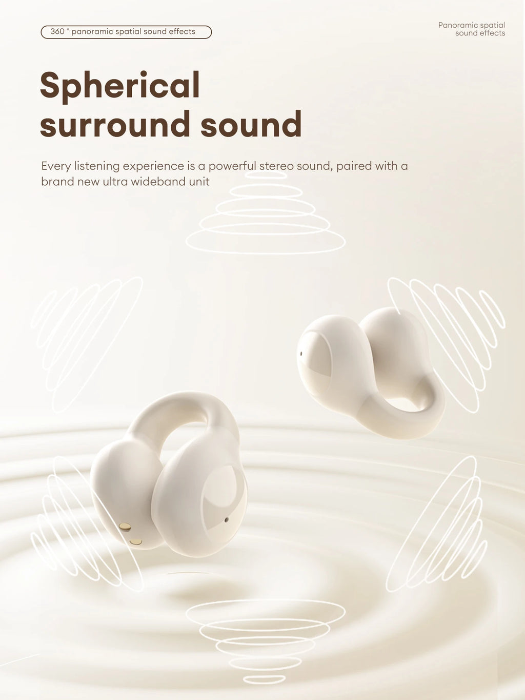 Nuove cuffie Bluetooth wireless Lenovo LP25 OWS con clip per l'orecchio, cuffie da gioco a lunga durata della batteria, auricolari con audio surround HIFI e microfono