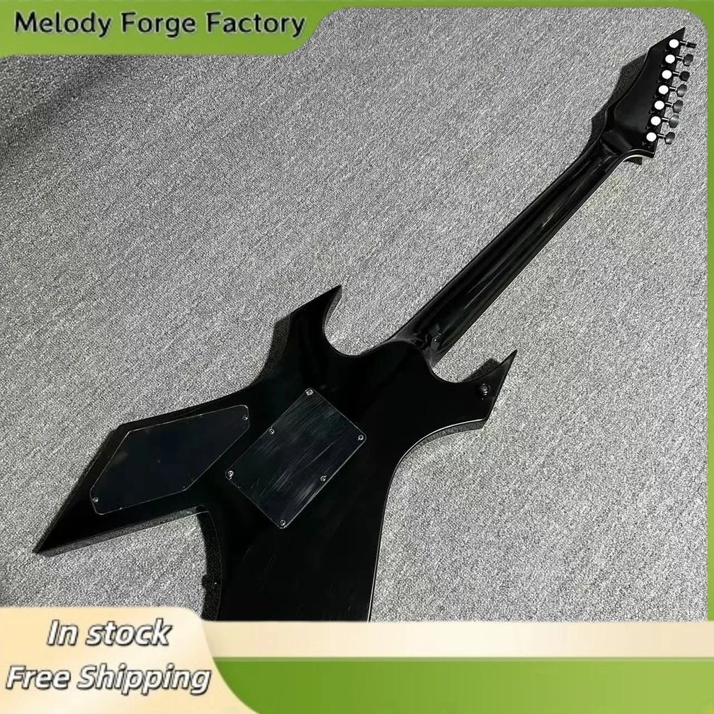 Chitarra Elettrica BC a 6 Corde Forma W, Tastiera in Palissandro Nero, Pickup HH, Doppio Meccanismo di Accordatura, per Chitarristi Professionisti
