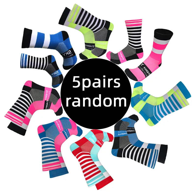 5/10 pairs of men's and women's cycling sports socks randomly mixed breathable sweat absorbing worn externally
