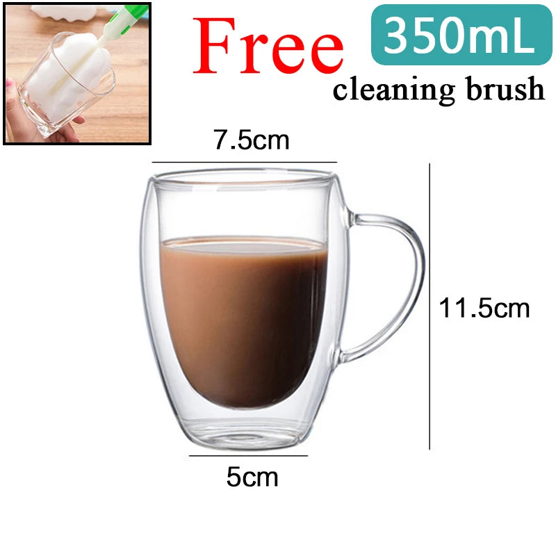 Tazza da caffè in vetro trasparente latte whisky tè birra doppio creativo resistente al calore Cocktail Vodka tazza da vino bicchiere bicchieri regalo