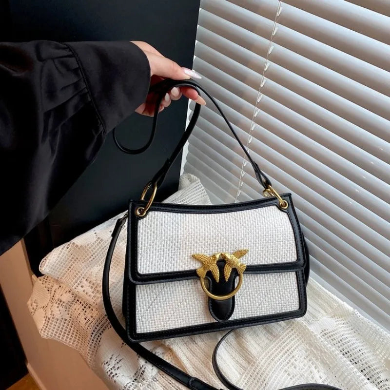 Borsa fasciatoio di lusso firmata, classica ed elegante, in pelle, da donna, a tracolla, tinta unita, tote da pendolare