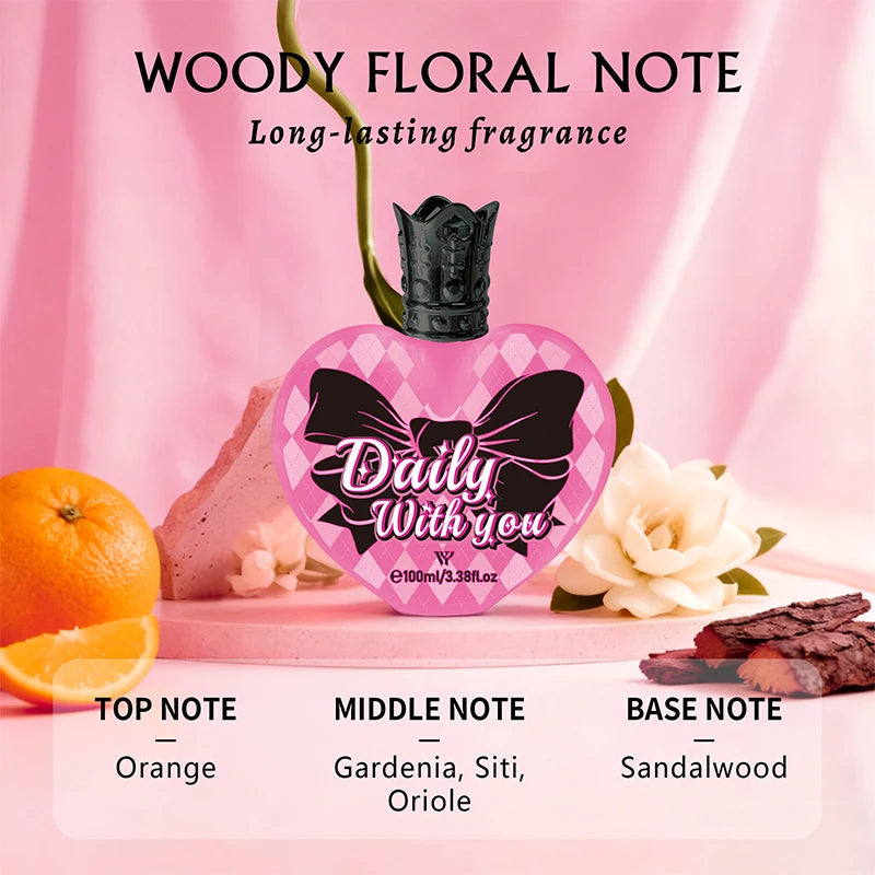 Creative Brand Unisex Heartshaped Perfume Fresh Natural Orange Berry Woody Rose Light Perfume Sweet Girlish Love Fragrance Spray