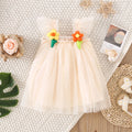 Abito estivo per ragazze con decorazione floreale carina, maglia fresca, bambina, principessa piena (0-3 anni)
