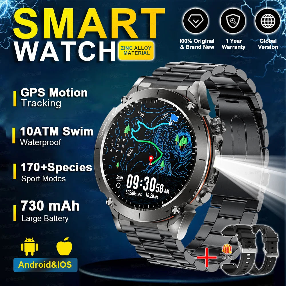 2025 Nuovo originale Stratos 4 GPS Smartwatch 1.43 "AMOLED HD Schermo Bussola Altimetro barometrico Torcia Chiamate vocali SmartWatch