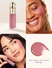 Set di blush Rare Beauty: Blush liquido effetto purè di patate, Blush in polvere che esalta il colore della pelle, con texture fine, facile da applicare e sfumare.