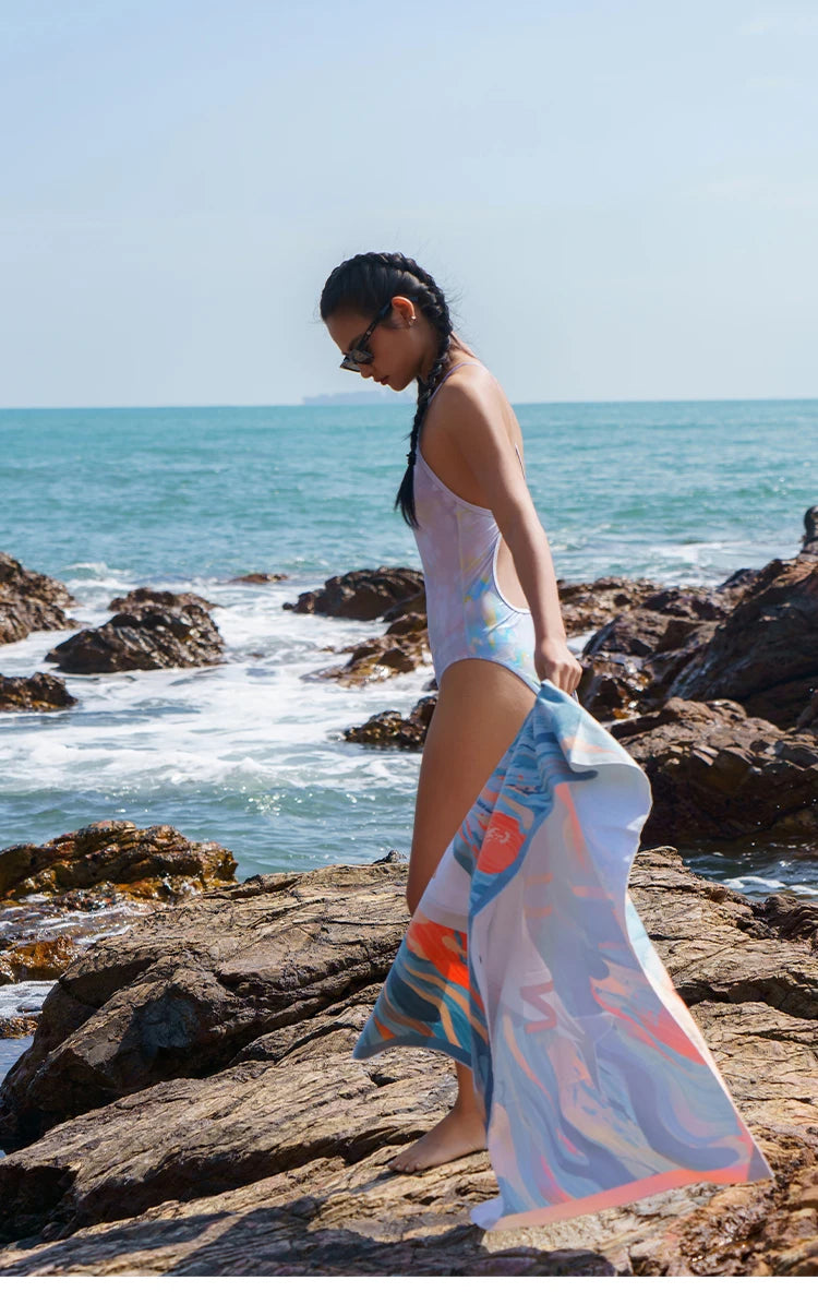 Nuovo Costume da Bagno Intero da Donna Nu-June, Asciugatura Rapida, Maniche Lunghe, Monokini con Schiena Scoperta, Push-Up, per Surf e Nuoto