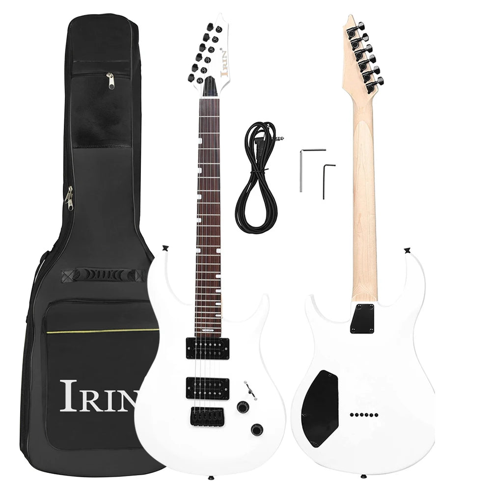 NUOVA chitarra elettrica IRIN 24 tasti 6 corde corpo Oguman manico in acero Guitarra elettrica colorata con cavo di collegamento chiave borsa