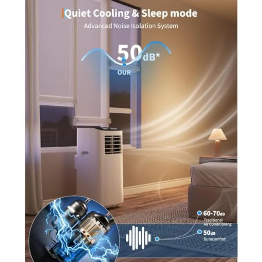 Condizionatore d'aria portatile per uso domestico, struttura in alluminio, bianco, capacità di raffreddamento di 8000 BTU con modalità 3 in 1: raffreddamento/deumidificazione/ventilazione