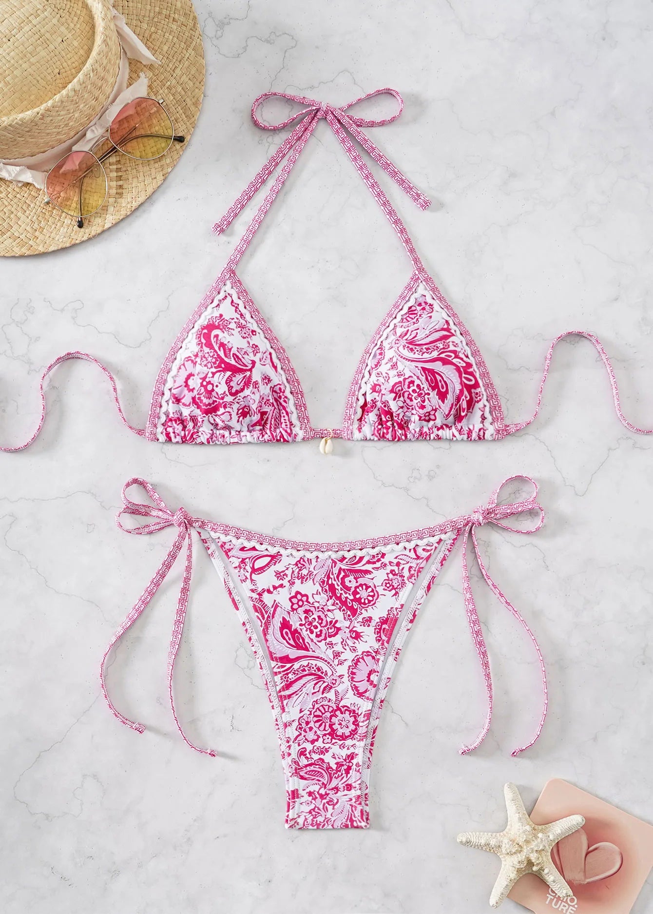 Nuovo Set Bikini Triangolo 2026 - Costume da Bagno Push-Up con Stampa Floreale e Slip Brasiliano