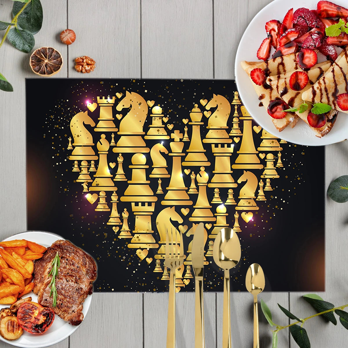 Chess Player Game Print Table Mats for Dining Checkmate Chess Fans Coffee Coaster Kitchen Dish Pads tovaglietta impermeabile in lino